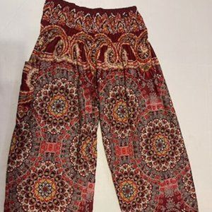 EARTHBOUND TRADING CO. Size Large Bohemian pants paisley burgundy elastic waste